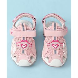 Cute Walk by Babyhug Velcro Closure Hearts Glitter Printed Sandal - Pink