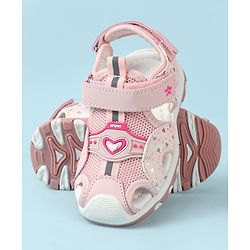 Cute Walk by Babyhug Velcro Closure Hearts Glitter Printed Sandal - Pink