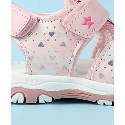 Cute Walk by Babyhug Velcro Closure Hearts Glitter Printed Sandal - Pink