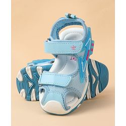 Cute Walk by Babyhug Velcro Closure Text Applique Sandal - Light Blue