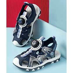 Cute Walk by Babyhug Velcro Closure Solid Sandals - Black