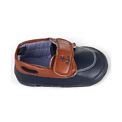 Cute Walk by Babyhug Velcro Closure Nautical Theme Embroidered Booties - Navy Blue