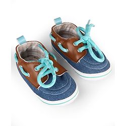 Cute Walk by Babyhug Lace Up Solid Booties - Navy Blue