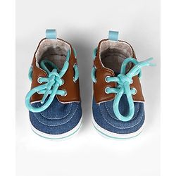 Cute Walk by Babyhug Lace Up Solid Booties - Navy Blue