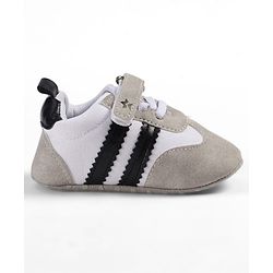 Cute Walk by Babyhug Velcro Closure Striped Booties - Grey