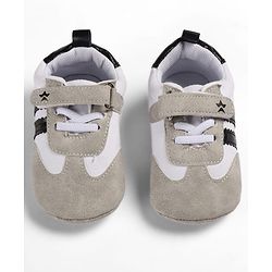Cute Walk by Babyhug Velcro Closure Striped Booties - Grey