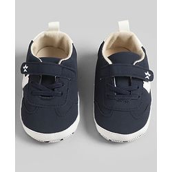 Cute Walk by Babyhug Velcro Closure Solid Booties - Navy Blue