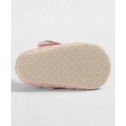 Cute Walk by Babyhug Velcro Closure Embroidered Booties With Floral Applique - Pink