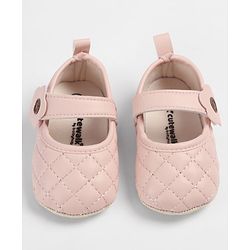 Cute Walk by Babyhug Velcro Closure Embroidered Booties With Floral Applique - Pink