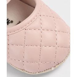 Cute Walk by Babyhug Velcro Closure Embroidered Booties With Floral Applique - Pink