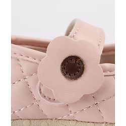 Cute Walk by Babyhug Velcro Closure Embroidered Booties With Floral Applique - Pink