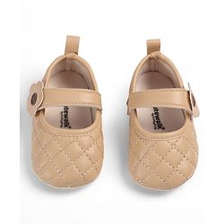 Cute Walk by Babyhug Velcro Closure Embroidered Booties With Floral Applique - Pink