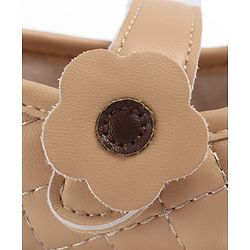 Cute Walk by Babyhug Velcro Closure Embroidered Booties With Floral Applique - Pink