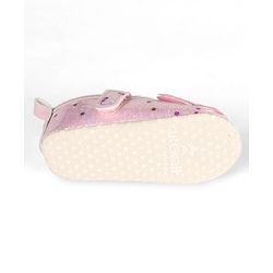 Cute Walk by Babyhug Velcro Closure Butterfly Applique Sequinned Booties With Glitter - Pink