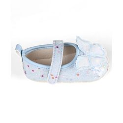 Cute Walk by Babyhug Velcro Closure Butterfly Applique Sequinned Booties With Glitter - Pink