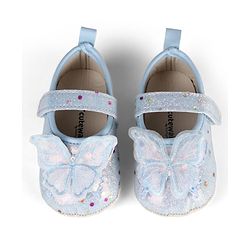 Cute Walk by Babyhug Velcro Closure Butterfly Applique Sequinned Booties With Glitter - Pink