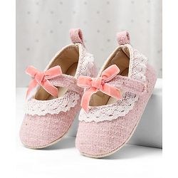 Cute Walk by Babyhug Velcro Closure Booties With Lace Detailing - Pink