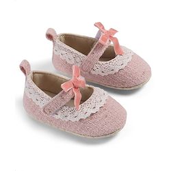 Cute Walk by Babyhug Velcro Closure Booties With Lace Detailing - Pink