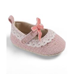 Cute Walk by Babyhug Velcro Closure Booties With Lace Detailing - Pink