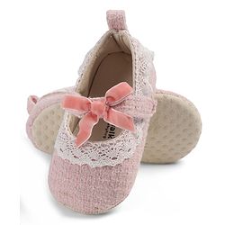 Cute Walk by Babyhug Velcro Closure Booties With Lace Detailing - Pink