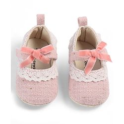 Cute Walk by Babyhug Velcro Closure Booties With Lace Detailing - Pink