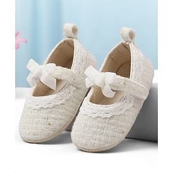 Cute Walk by Babyhug Velcro Closure Booties With Lace Detailing - White