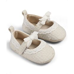 Cute Walk by Babyhug Velcro Closure Booties With Lace Detailing - White
