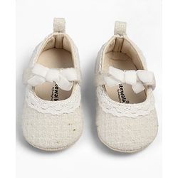 Cute Walk by Babyhug Velcro Closure Booties With Lace Detailing - White