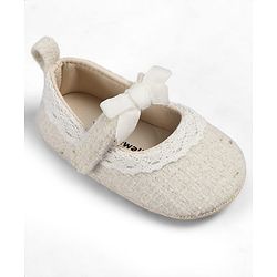 Cute Walk by Babyhug Velcro Closure Booties With Lace Detailing - White