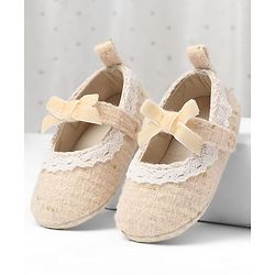 Cute Walk by Babyhug Velcro Closure Booties With Lace Detailing - White