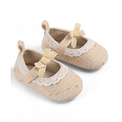 Cute Walk by Babyhug Velcro Closure Booties With Lace Detailing - White
