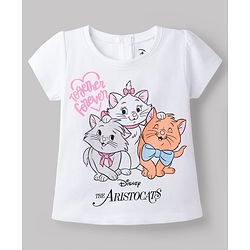 Babyhug Disney Single Jersey Knit Half Sleeves T-Shirt & Shorts Night Suit With Marie Graphics - Multicolor