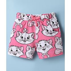 Babyhug Disney Single Jersey Knit Half Sleeves T-Shirt & Shorts Night Suit With Marie Graphics - Multicolor