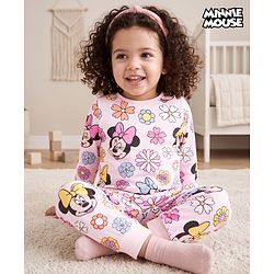 Babyhug Disney Single Jersey Knit Full Sleeves Co-Ord T-Shirt &  Pyjama Night Suit With Minnie Mouse Graphics - Multicolor