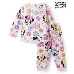 Babyhug Disney Single Jersey Knit Full Sleeves Co-Ord T-Shirt &  Pyjama Night Suit With Minnie Mouse Graphics - Multicolor