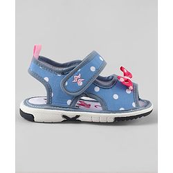 Cute Walk by Babyhug Velcro Closure Polka Dots Printed Sandal With Bow Applique  - Blue