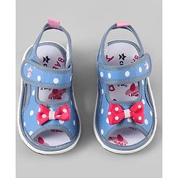 Cute Walk by Babyhug Velcro Closure Polka Dots Printed Sandal With Bow Applique  - Blue