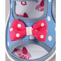 Cute Walk by Babyhug Velcro Closure Polka Dots Printed Sandal With Bow Applique  - Blue