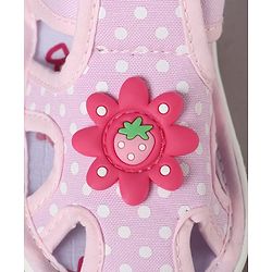 Cute Walk by Babyhug Sandals with Polka Dot Print & Floral Applique - Blue