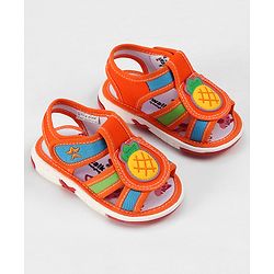 Cute Walk by Babyhug Velcro Closure Sandals with Pineapple Applique - Orange