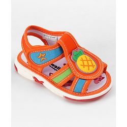 Cute Walk by Babyhug Velcro Closure Sandals with Pineapple Applique - Orange