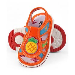 Cute Walk by Babyhug Velcro Closure Sandals with Pineapple Applique - Orange