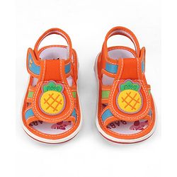 Cute Walk by Babyhug Velcro Closure Sandals with Pineapple Applique - Orange