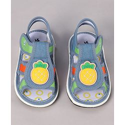 Cute Walk by Babyhug Velcro Closure Sandals with Pineapple Applique - Orange