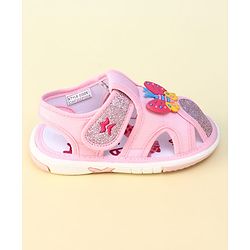 Cute Walk by Babyhug Velcro Closure Sandal With Glitter & Butterfly Applique - Pink