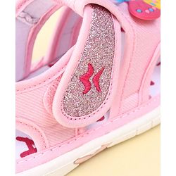 Cute Walk by Babyhug Velcro Closure Sandal With Glitter & Butterfly Applique - Pink