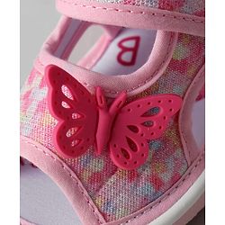 Cute Walk by Babyhug Velcro Closure Printed Sandal With Butterfly Applique - Pink