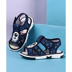 Cute Walk by Babyhug Velcro Closure Sandals with Astronaut Applique - Navy Blue
