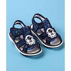 Cute Walk by Babyhug Velcro Closure Sandals with Astronaut Applique - Navy Blue