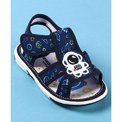 Cute Walk by Babyhug Velcro Closure Sandals with Astronaut Applique - Navy Blue